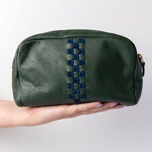 Green and Blue Woven Leather Travel Case